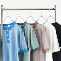 Healthknit(ヘルスニット)/ベーシックワッフルヘンリーネック半袖Tシャツ【ネコポス1点まで可能】