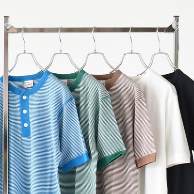 Healthknit(ヘルスニット)/ベーシックワッフルヘンリーネック半袖Tシャツ【ネコポス1点まで可能】