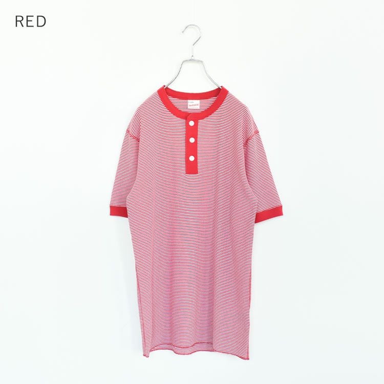 Healthknit(ヘルスニット)/ベーシックワッフルヘンリーネック半袖Tシャツ【ネコポス1点まで可能】