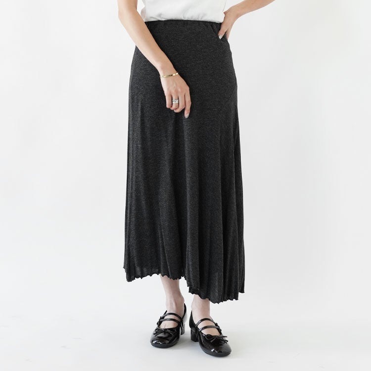 viscose & silk jersey flared midi skirt フレアミディスカート