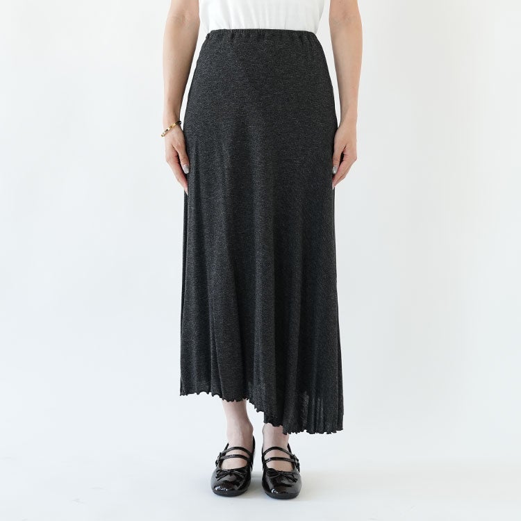 viscose & silk jersey flared midi skirt フレアミディスカート