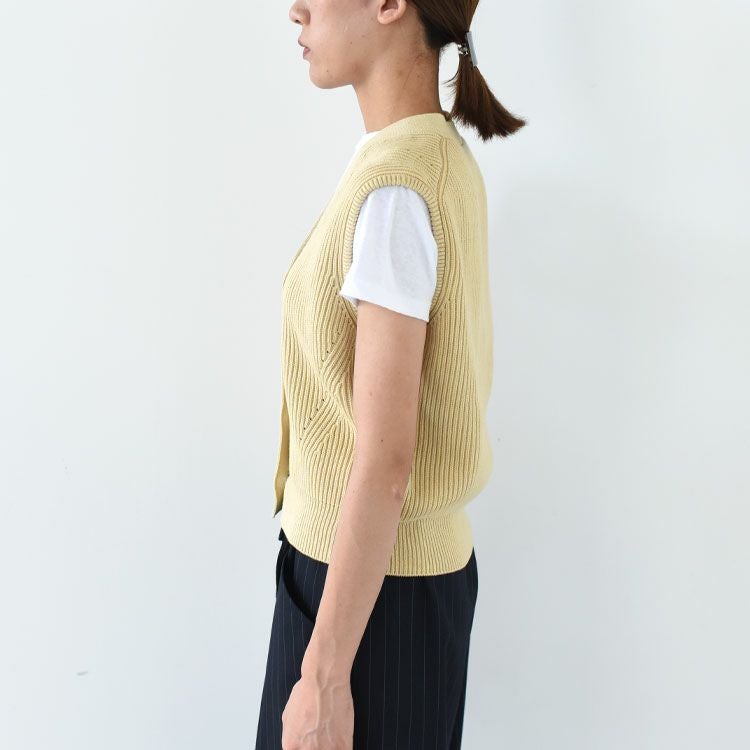 ベスト+ジレ W FACE KNIT VEST MINERTE ベスト ジレ 「MINERTE」hand knit vest / ハンドニットベスト