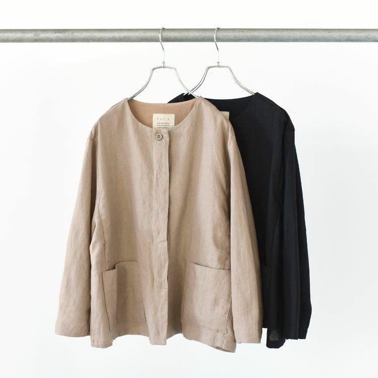 SALE 35％OFF】リネン太番手ムジノーカラージャケット/TUTIE（ツチエ