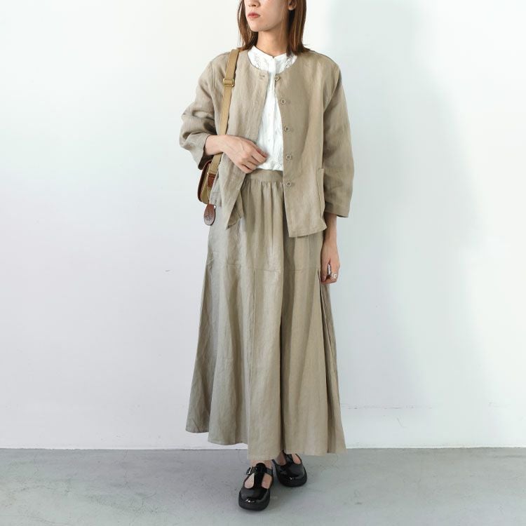 SALE 35％OFF】リネン太番手ムジノーカラージャケット/TUTIE（ツチエ