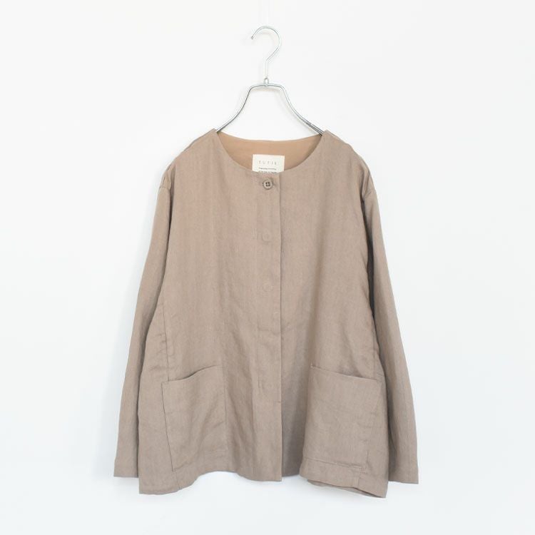 リネン太番手ムジノーカラージャケット
