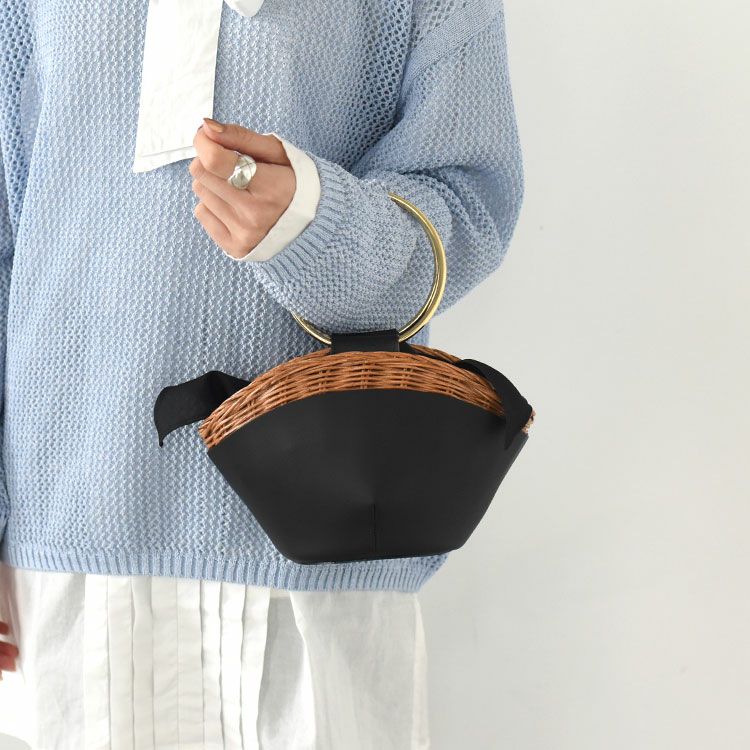 SALE 30％OFF】レザー×ウィッカー リングハンドバッグ/The Bagmati（ザ
