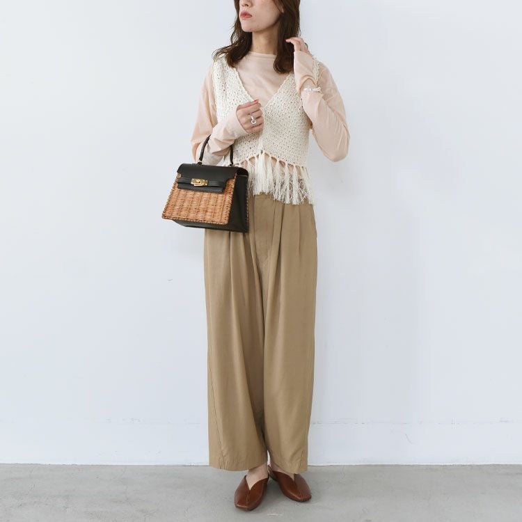 SALE 30％OFF】double honeycomb mesh fringed top ダブルハニカム