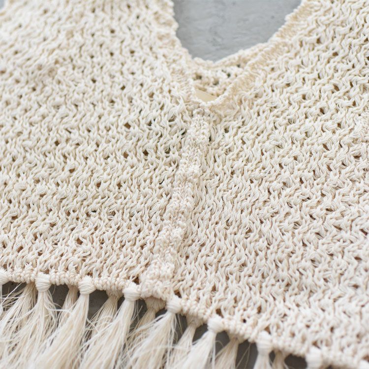 SALE 30％OFF】double honeycomb mesh fringed top ダブルハニカム