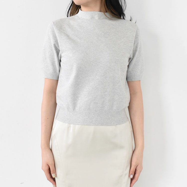 stretch organic cotton bottle-neck sweater ストレッチオーガニックコットン ボトルネックセーター