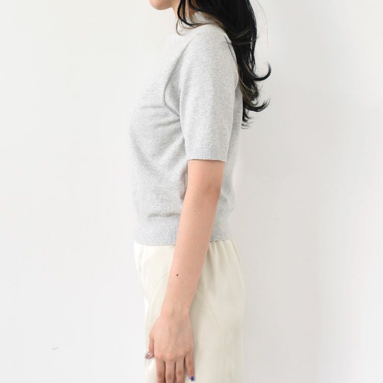 stretch organic cotton bottle-neck sweater ストレッチオーガニックコットン ボトルネックセーター