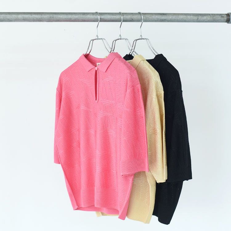 SALE 30％OFF】BRIGHT LACE KNIT POLO ブライトレースニットポロ/THE