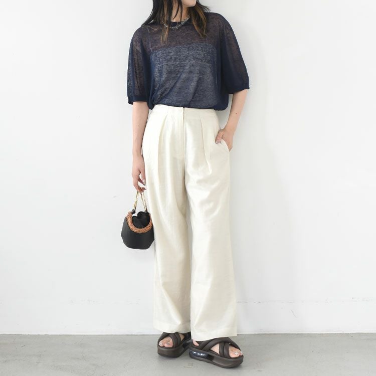 high-count linen oversized knit-Tee ハイカウント リネン オーバーサイズ ニットTシャツ