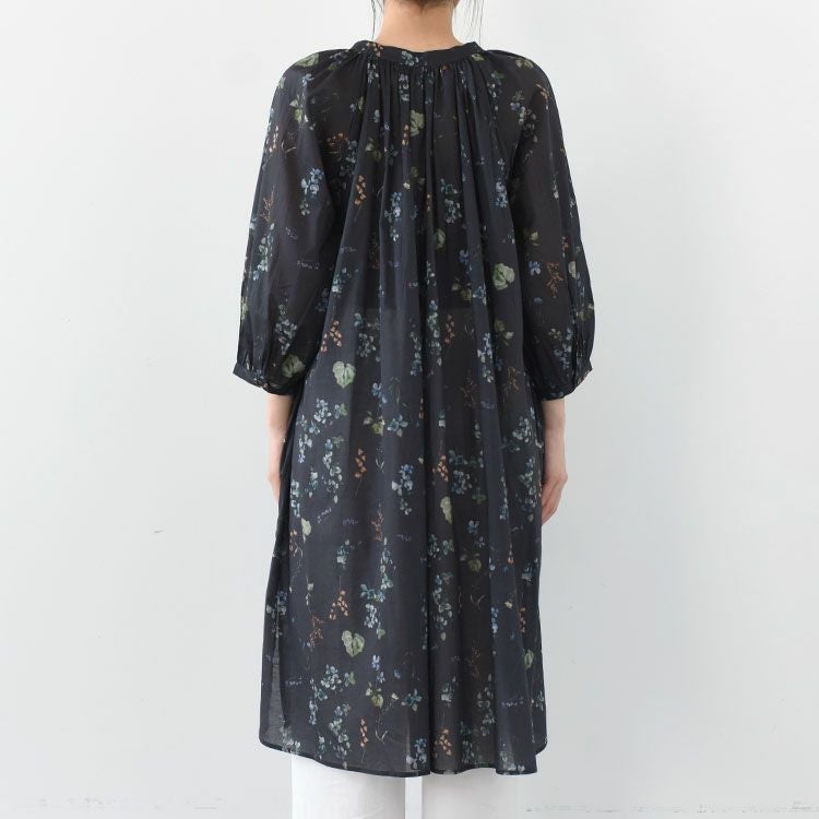 コットンボタニカルプリント切替ワンピース