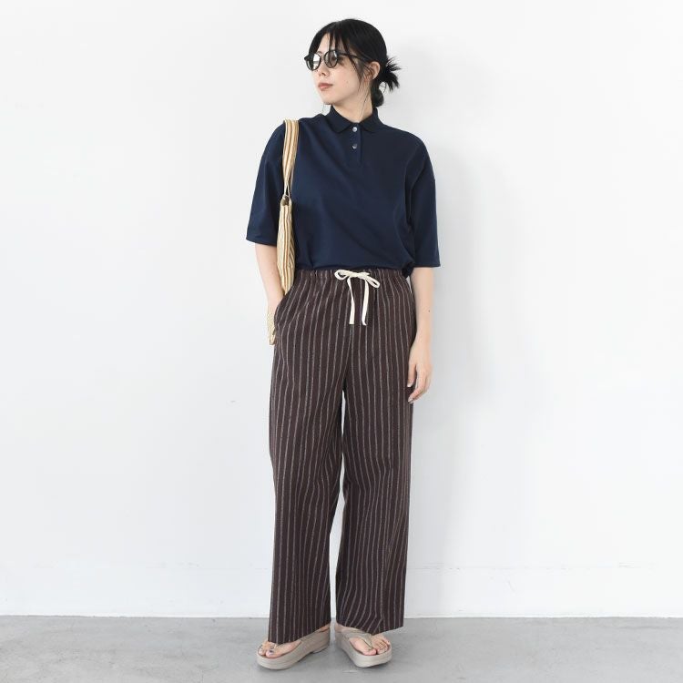 コットンサーフニットポロ衿ワイドプルオーバー