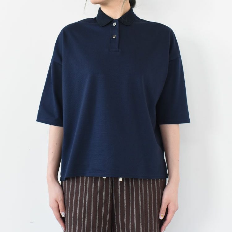 コットンサーフニットポロ衿ワイドプルオーバー