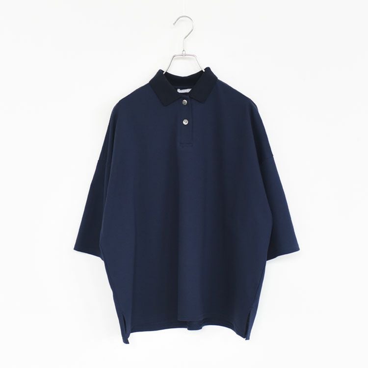 コットンサーフニットポロ衿ワイドプルオーバー