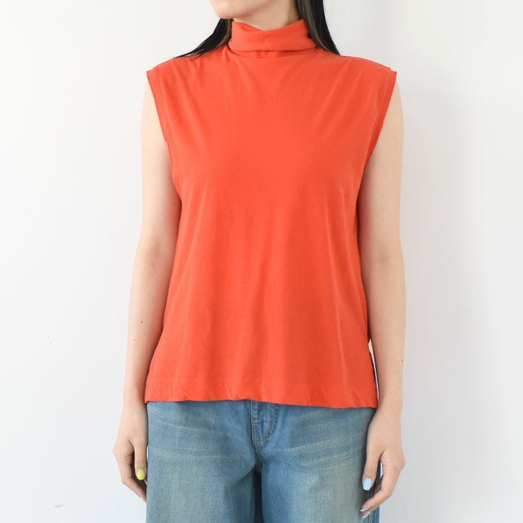 twisted cotton jersey high-neck sleeveless Tee ハイネック スリーブレスティー