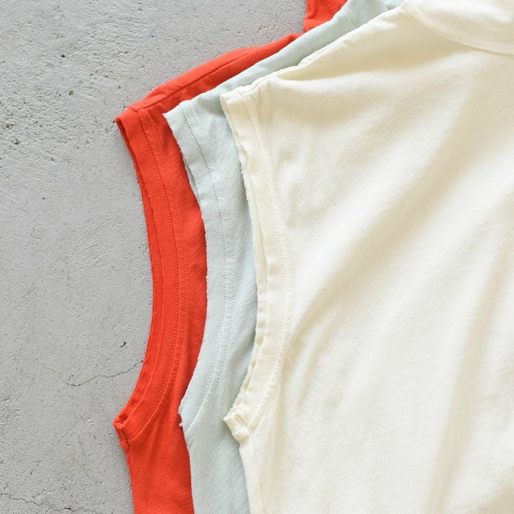 twisted cotton jersey high-neck sleeveless Tee ハイネック スリーブレスティー