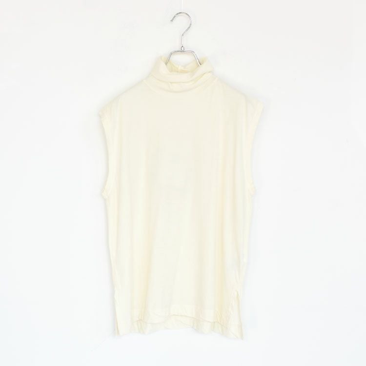 twisted cotton jersey high-neck sleeveless Tee ハイネック スリーブレスティー