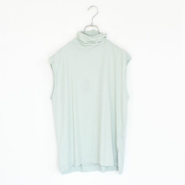 twisted cotton jersey high-neck sleeveless Tee ハイネック スリーブレスティー