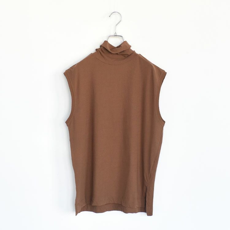 twisted cotton jersey high-neck sleeveless Tee ハイネック スリーブレスティー