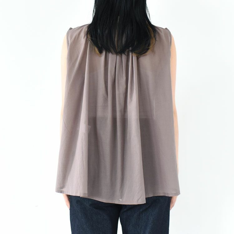 コットンリネンローンノースリーブブラウス