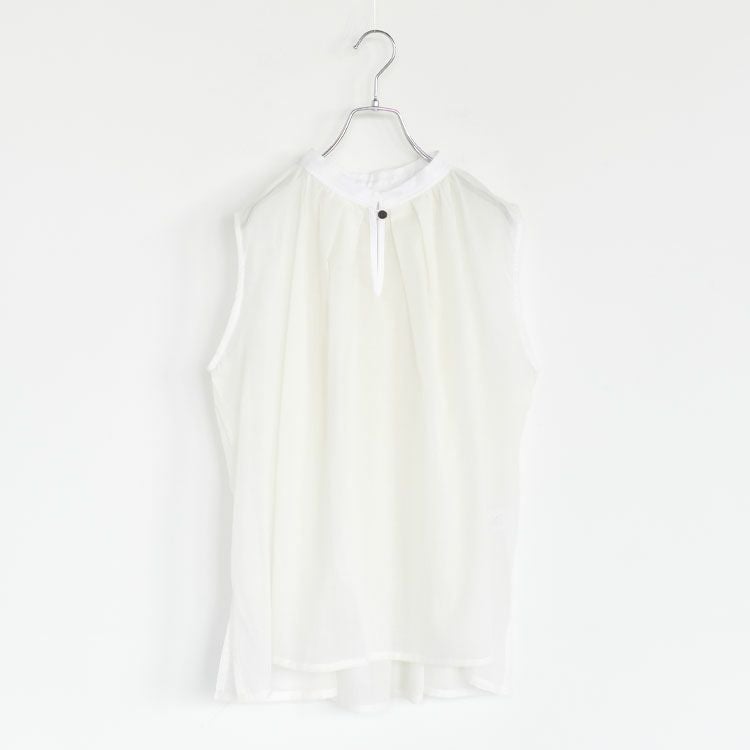 コットンリネンローンノースリーブブラウス