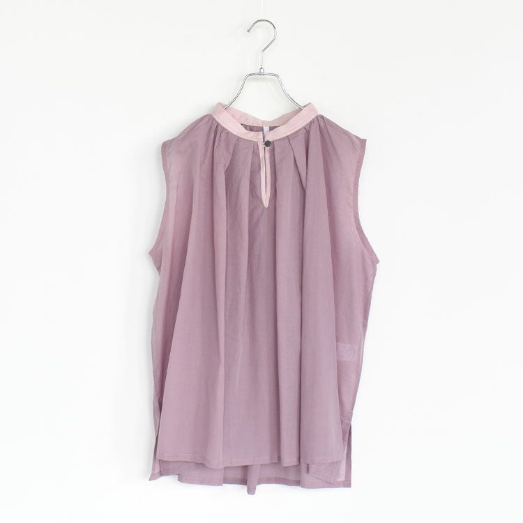 コットンリネンローンノースリーブブラウス