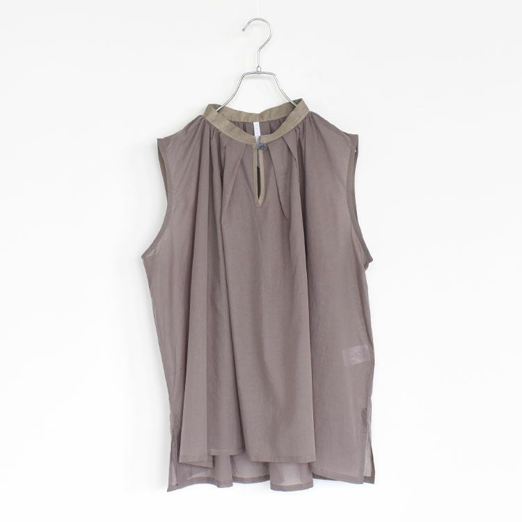 コットンリネンローンノースリーブブラウス