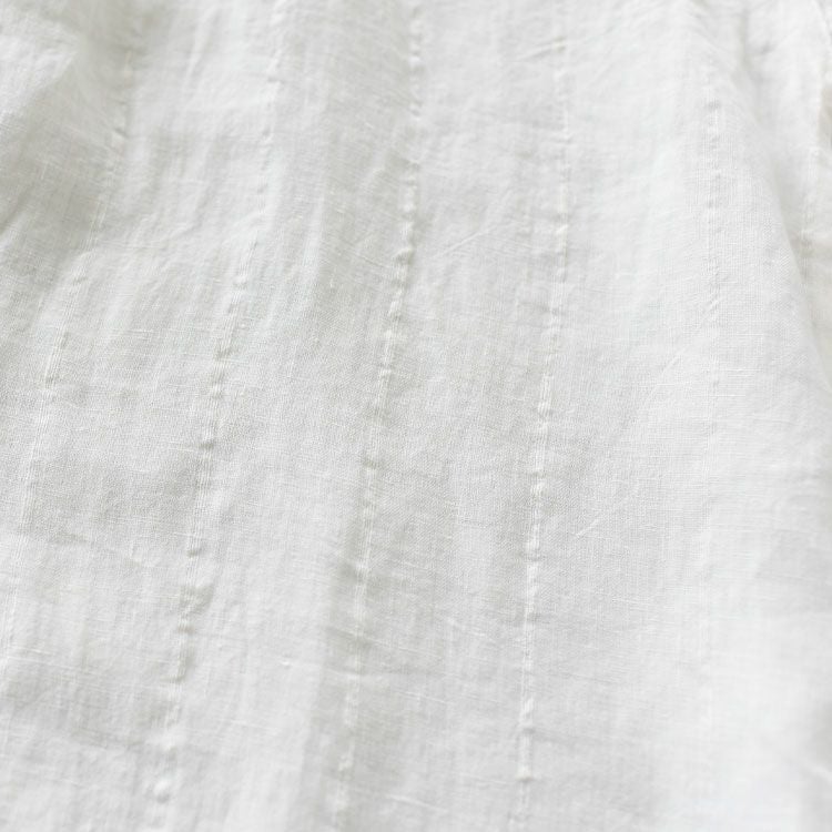 リネンサッカーバンドカラーロングブラウス