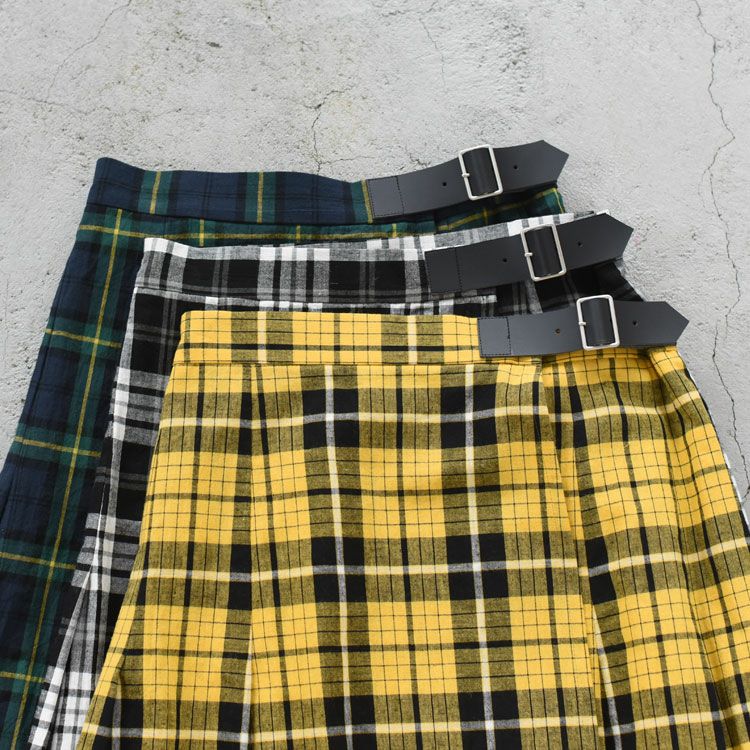 SALE 20％OFF】check wrap skirt チェックラップスカート/MidiUmi