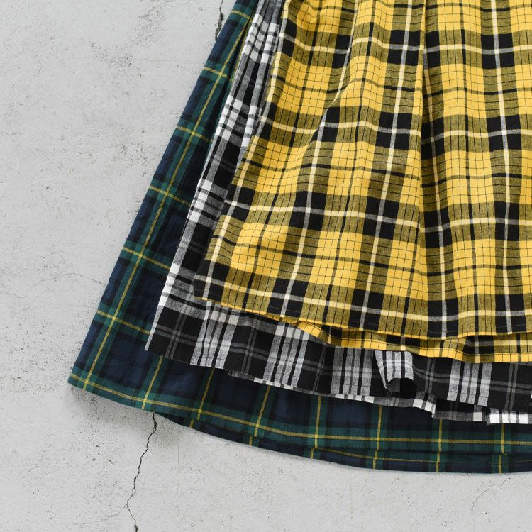 まめ　新品　ミディウミ　イエロー チェックラップスカート SALE 20％OFF】check wrap skirt チェックラップスカート/MidiUmi