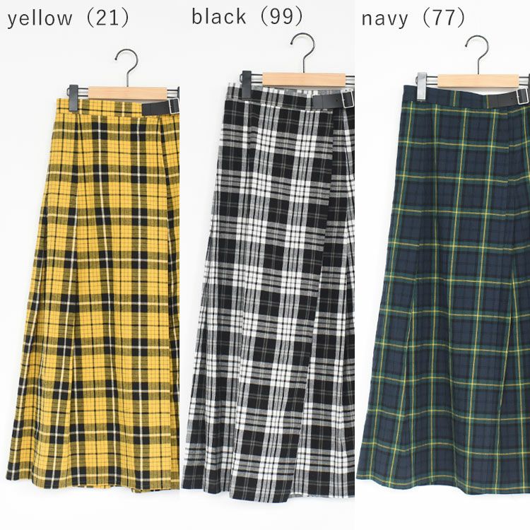 SALE 20％OFF】check wrap skirt チェックラップスカート/MidiUmi
