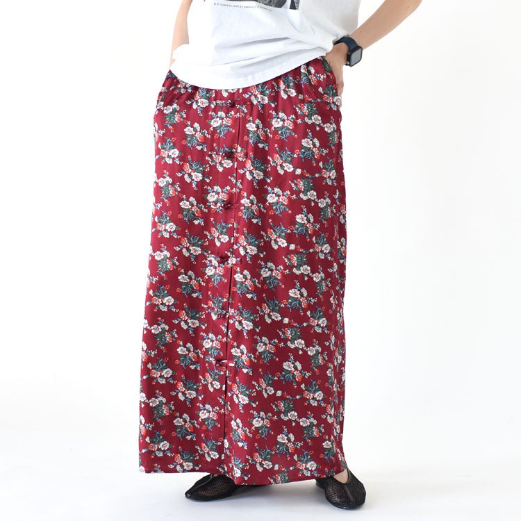 FLOWER BOUQUET PRINTED SATIN SKIRT フラワーブーケプリントサテンスカート