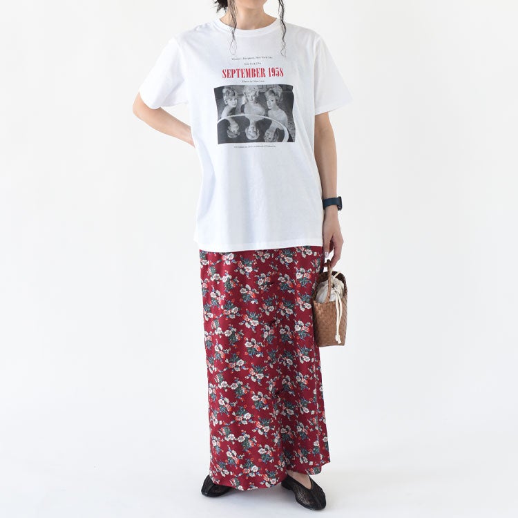 SALE 20％OFF】FLOWER BOUQUET PRINTED SATIN SKIRT フラワーブーケ
