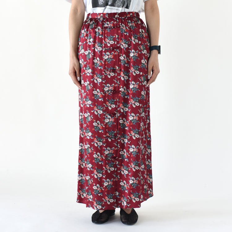 FLOWER BOUQUET PRINTED SATIN SKIRT フラワーブーケプリントサテンスカート
