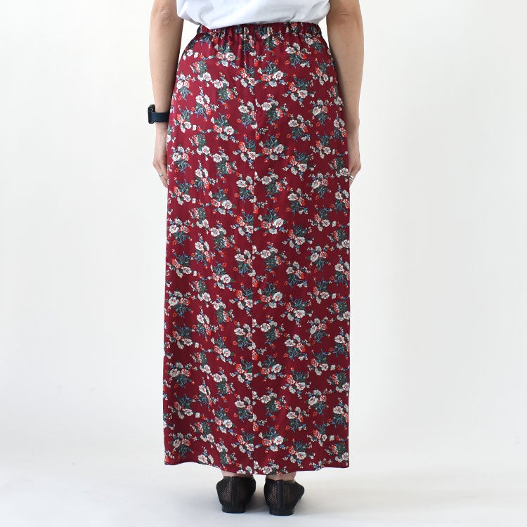 FLOWER BOUQUET PRINTED SATIN SKIRT フラワーブーケプリントサテンスカート