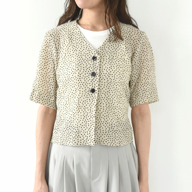 SALE 30％OFF】Vneck Dot Blouse Vネック ドットブラウス/62520422