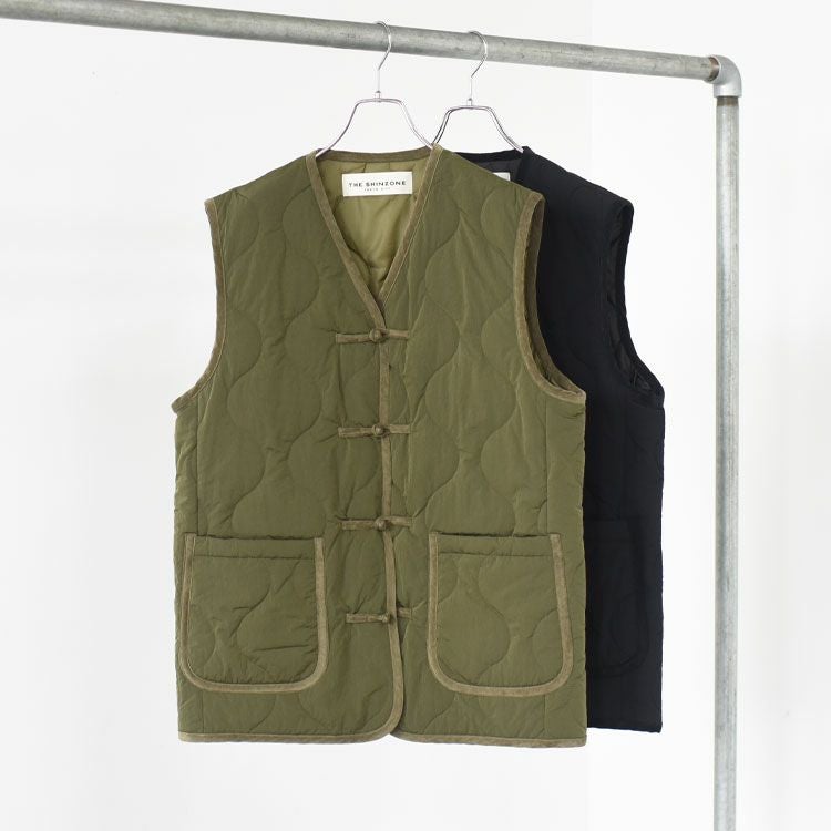 SALE 20％OFF】CHINA BUTTON QUILTED VEST チャイナボタン