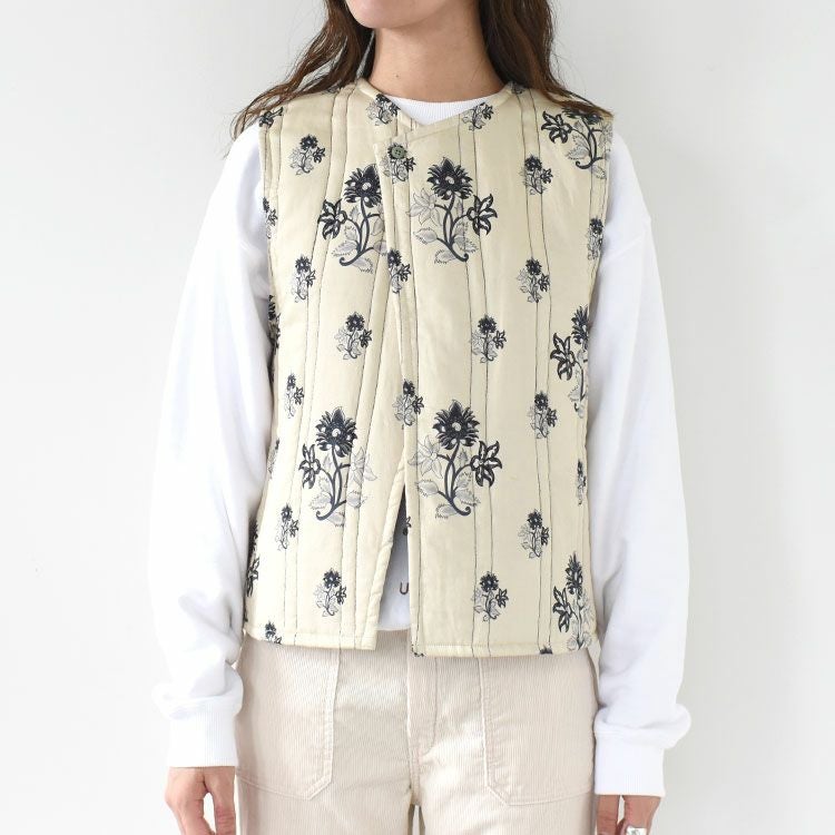2way print quitting vest 2WAYプリントキルティングベスト