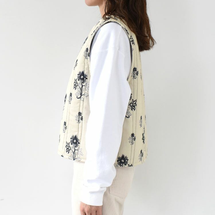 2way print quitting vest 2WAYプリントキルティングベスト