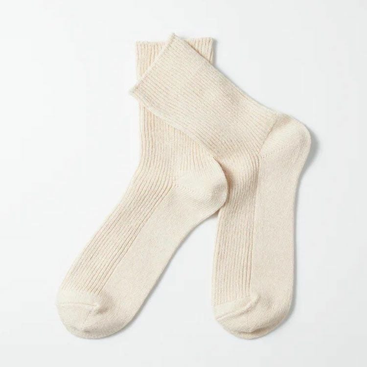 WASHI/RECYCLED COTTON RIB CREW SOCKS 和紙/リサイクルコットン リブクルーソックス
