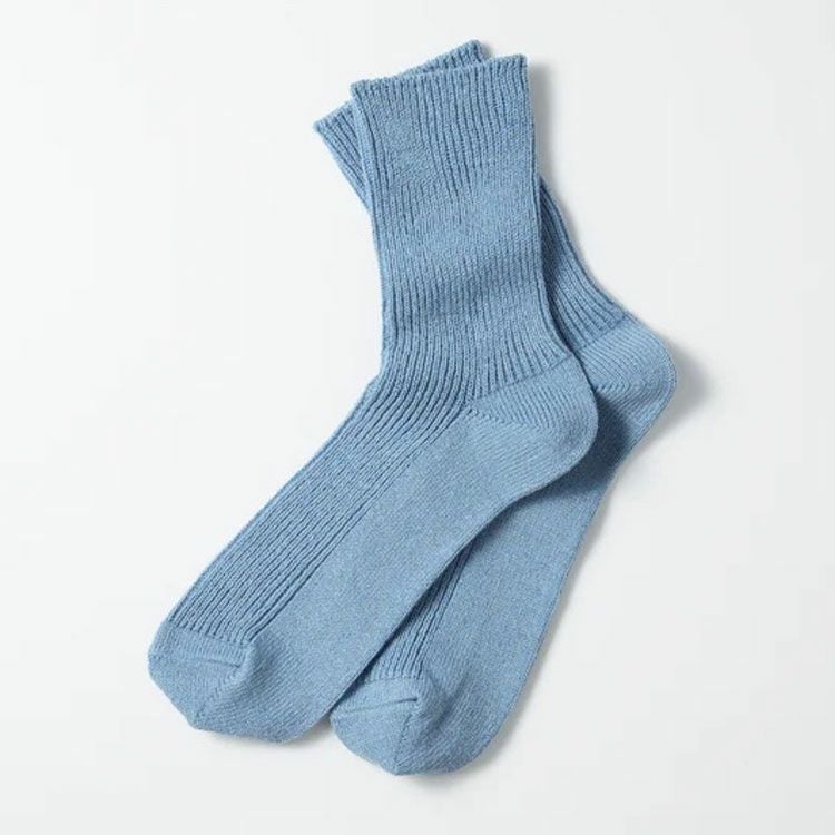 WASHI/RECYCLED COTTON RIB CREW SOCKS 和紙/リサイクルコットン リブクルーソックス