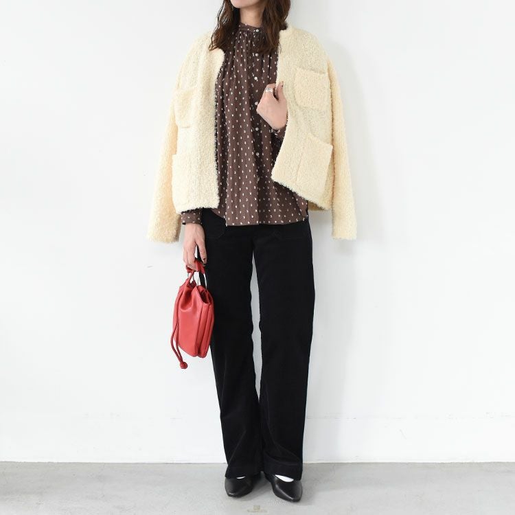 hairly crew neck C/D with pockets ヘアリークルーネックカーディガン ウィズ ポケット