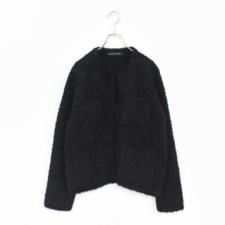 hairly crew neck C/D with pockets ヘアリークルーネックカーディガン ウィズ ポケット