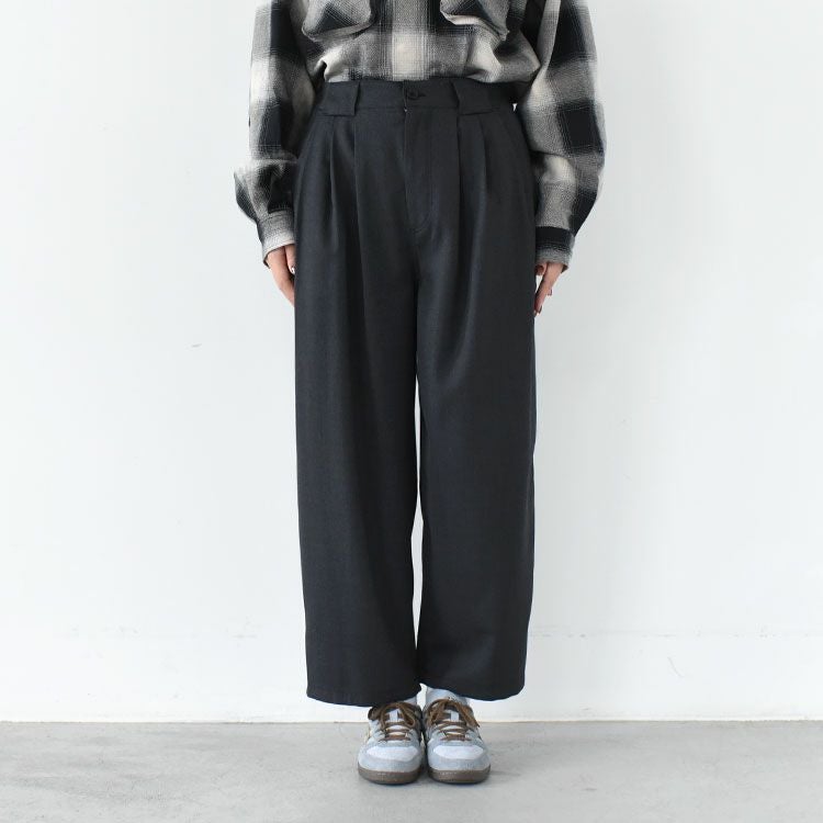 WOOL MIX THREE TUCK WIDE PANTS ウールミックス スリータックワイドパンツ