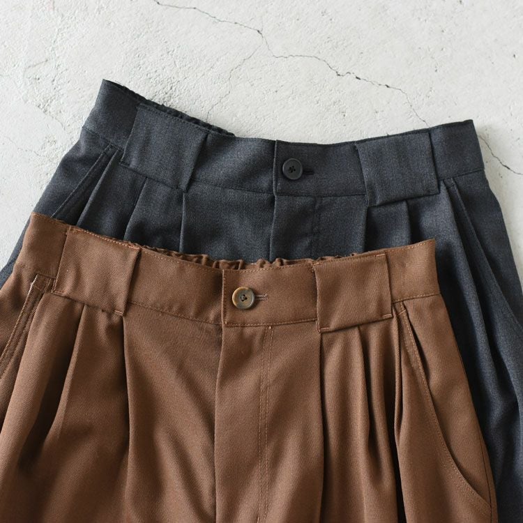 SALE 30％OFF】WOOL MIX THREE TUCK WIDE PANTS ウールミックス スリー