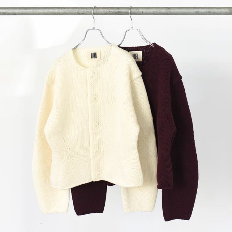 FRENCH MERINO FELT YARN CHUNCKY-KNIT C/D フレンチメリノ フェルトヤーン チャンキーニットカーディガン