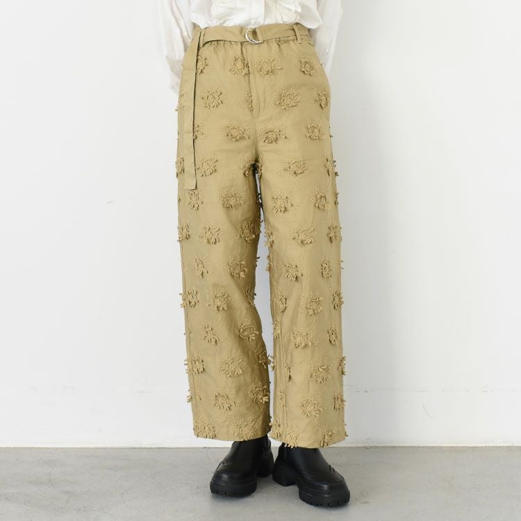 SALE 20％OFF】3D embroidery twill easy pants 3Dエンブロイダリー