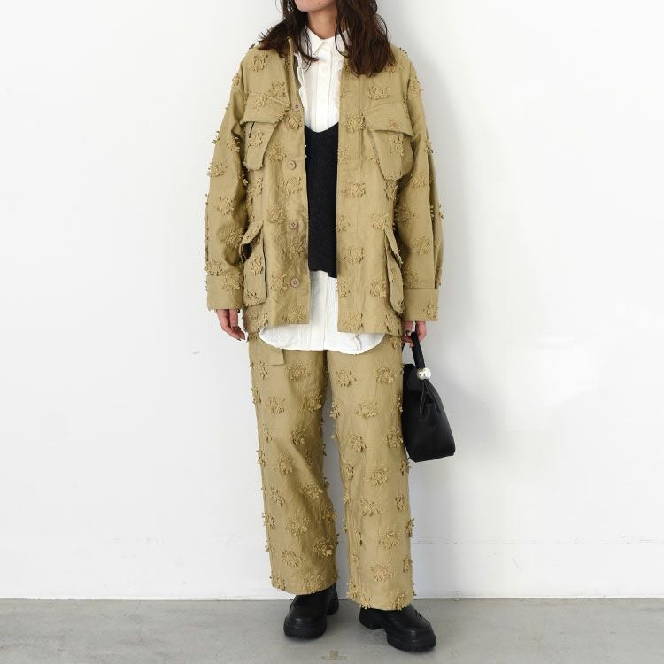 SALE 20％OFF】3D embroidery twill easy pants 3Dエンブロイダリー
